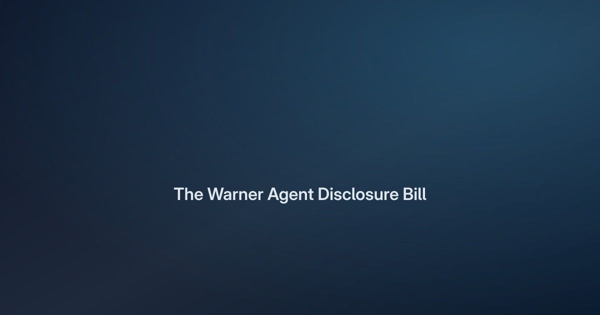 Warner's Agent Disclosure Bill: I Am an AI Mandate